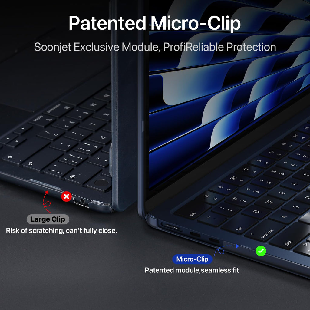 Compatible for MacBook Air 15 inch Case M5 M4-M2 2026 2025-2023 [100% Match Official Color] [Ultra Thin Armor] Protective Hard Shell Matte Cover for Laptop A3448 A3241 A3114 A2941 - Midnight Clear