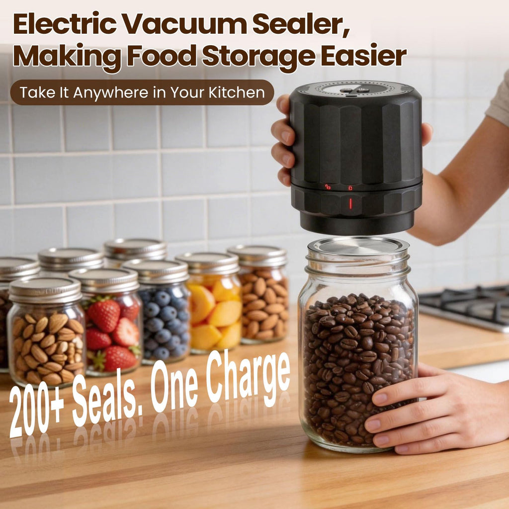 UNERVER Mason Jar Vacuum Sealer - Electric Vacuum Sealer for Jars with Mouth and Regular Mason Lids, Vacuum Sealing Machine Kit for Food, Jar Vacuum Sealer for Canning Jars