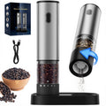 Salt and Pepper Grinder Set, Automatic Salt and Pepper Grinder, USB-C Rechargeable with 5 Adjustable Coarseness, One Hand Operation