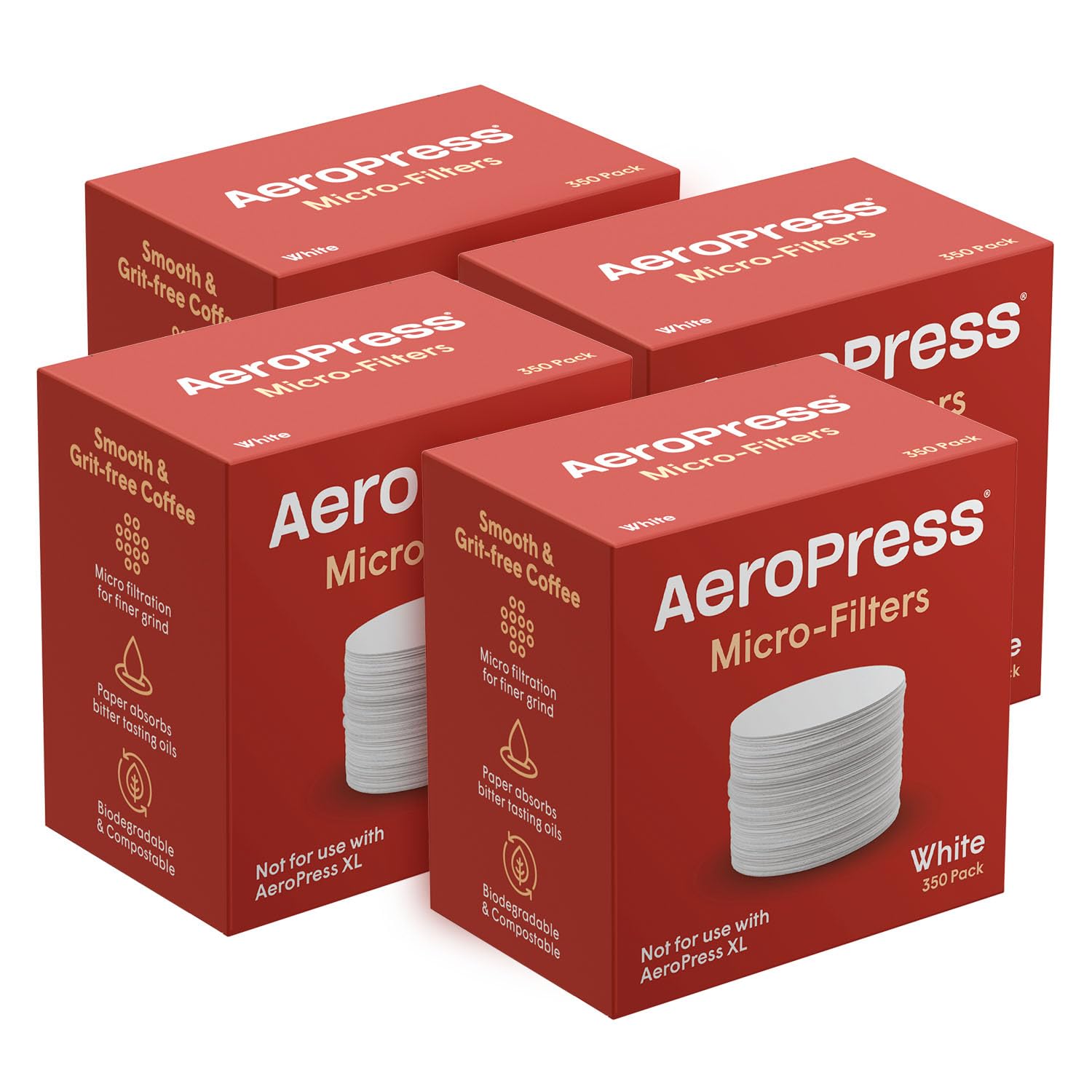 AeroPress Coffee Maker White Paper Micro-Filters, Compostable Coffee Filters Made from White, Chlorine-Free Paper, Fits Standard Size AeroPress Manual Coffee Makers, 4 Pack (1400 Count)