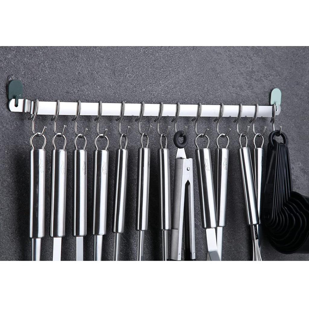 Berglander Kitchen Utensils Set 38 Pieces, Stainless Steel Cooking Utensils Set, Kitchen Gadgets Cookware, Kitchen Tool Set with Utensil Holder Rack and Hooks for Hanging Dishwasher Safe