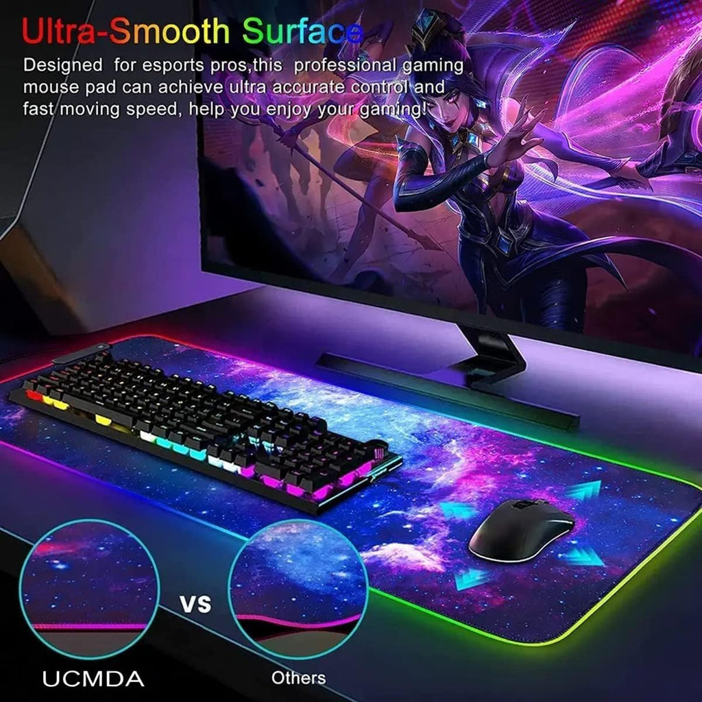 RGB Gaming Mouse Pad - Mousepad, XXL Extended 12 LED Modes Mouse Mat Non-Slip Rubber Base, Large Computer Keyboard Mousepad for Computers, PC, Laptop and Office, Desk Pad 31.5X 11.8in