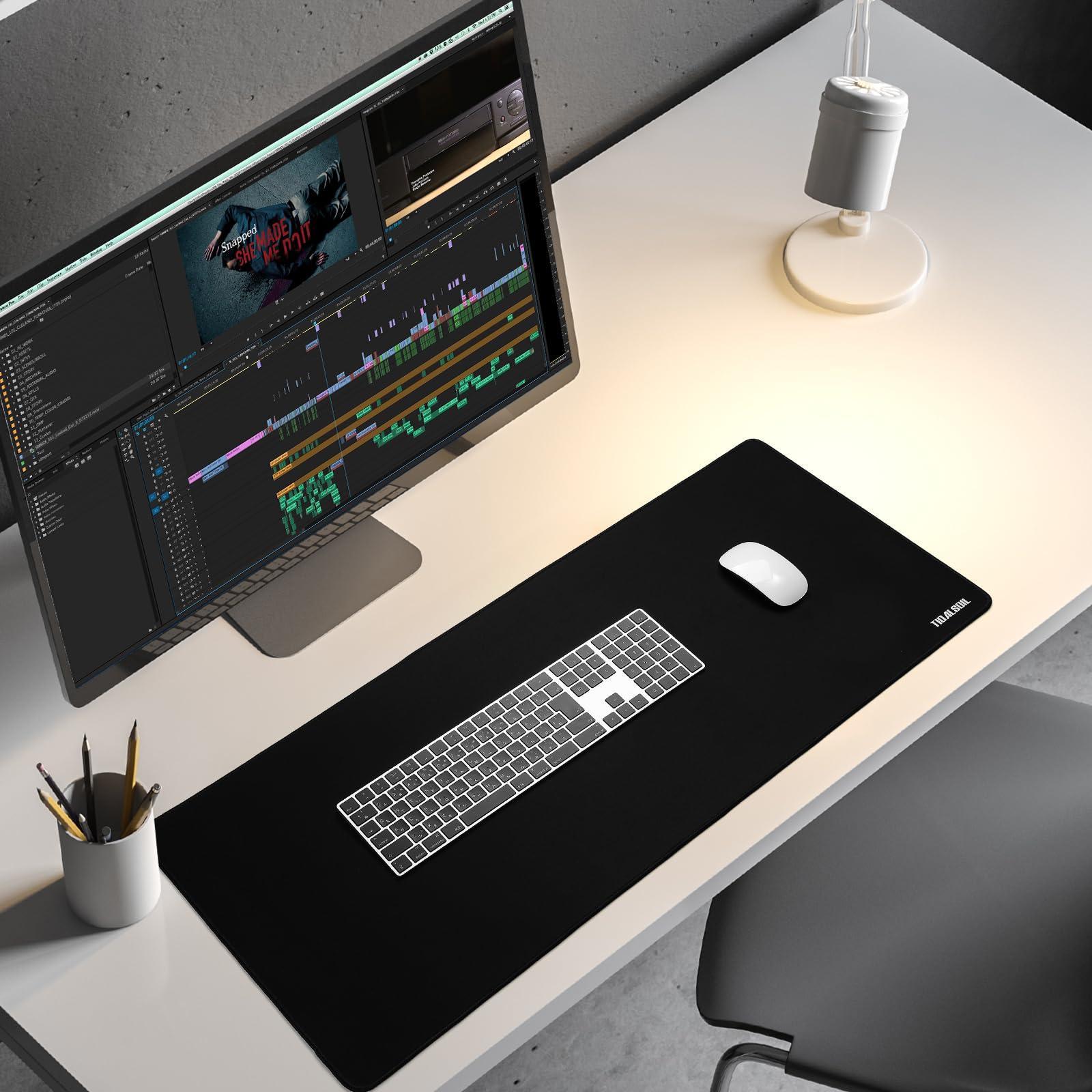 TIDALSOIL Large Gaming Mouse Pad 90 x 40 cm – Oversized Extended Desk Pad with Non-Slip Base, Stitched Edges Mousepad, Smooth Surface for Keyboard, Mouse, Office, Gaming and Work