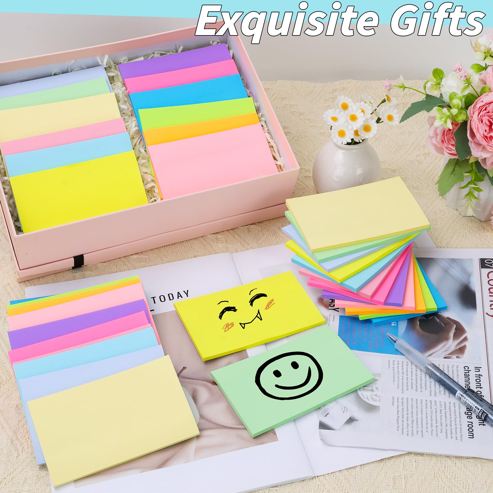 36 Pads Large Sticky Notes 3in x 5in, 12 Colors Adhesive Self-Stick Multicolor Memo Note Pads Bright Colorful Rectangle Sticky Notes for Office Home School Meeting Blank Desk Notebook 45 Sheets/pad