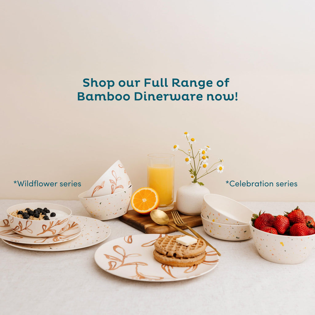 Nook Theory 4 Pack Bamboo Bowls - 22 Oz Reusable Toddler and Kids Bowl, Dishwasher Safe, Not Microwavable Bamboo Dishes (Celebration)