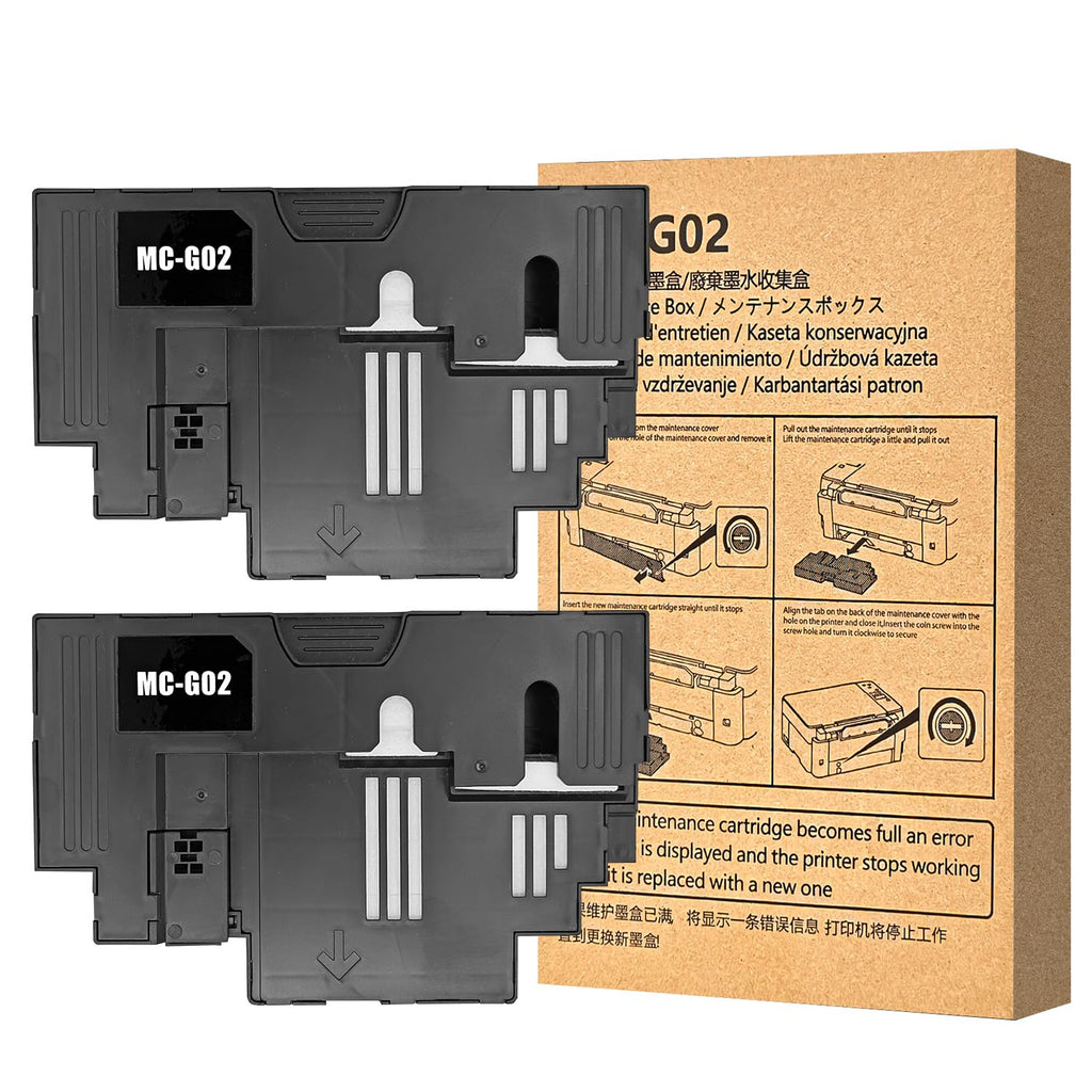 MC-G02 Maintenance Cartridge Compatible for Canon G3260 G2260 G1220 G2160 G3160 G1420 G2420 G2460 G3420 Printers MC G02 Waste Ink Collection Waste Ink Maintenance Tank New Chip（2 Pack）