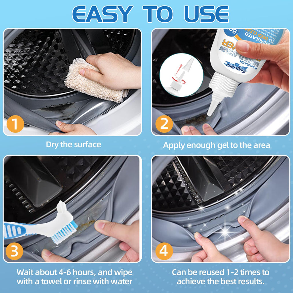 Home Stain Cleaner, Washing Machine Cleaner for Front Loader Seal, Home Remover Gel for Bathroom Grout, Sink, Shower, Caulk, Front Load Washer Cleaning Solution-8 fl oz
