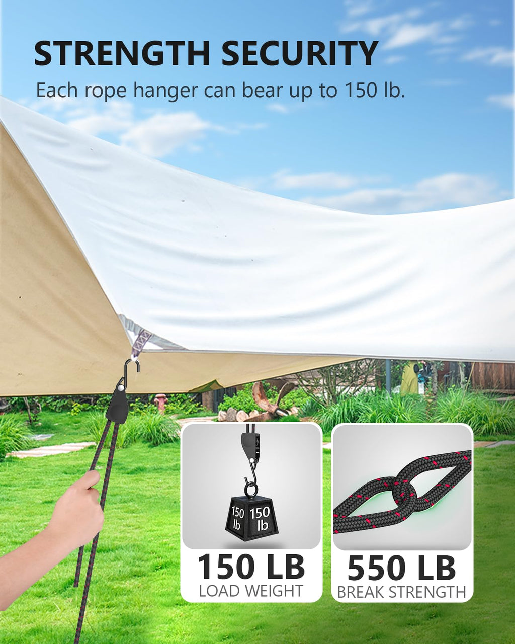 Kayak Tie Down Straps Ratchet, Kayak Straps for Secure Canoe to Roof Racks, Hiking Camping, Boating & Water Activities, Heavy Duty Ratchet Pulley Rope Hanger 2-Pack 1/4" 12FT