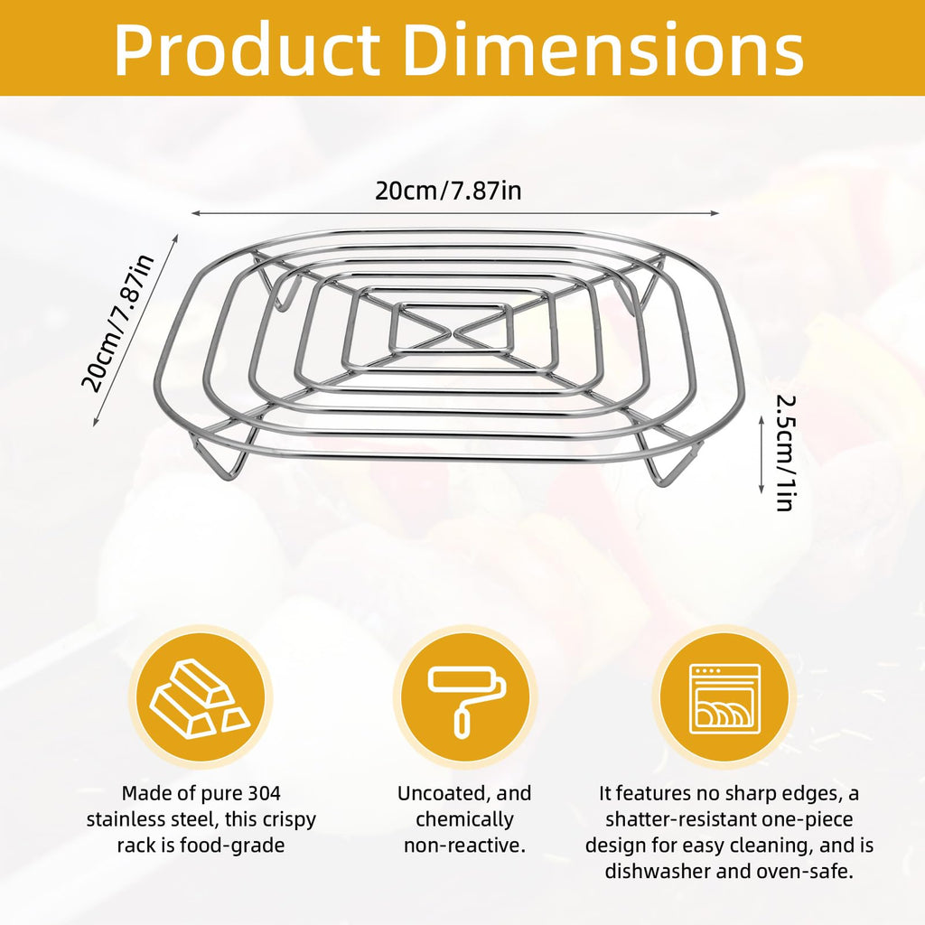 Crisper Rack for Ninja Crispi Air Fryer, 304 Stainless Steel Replacement Parts & Accessories Dishwasher Safe Air Fryer Rack for Ninja FN101/FN100/FN090/FN091/FN103 (Silver)