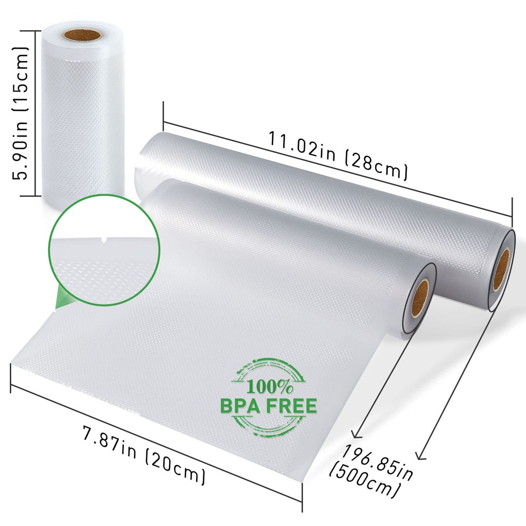 Food Vacuum Sealer Bag Rolls: KitchenBoss 6 Rolls Food Saver Bags,6 8 11 inch Sous Vide Bags Rolls with BPA Free, Commercial Grade Vac seal Bags for All Vacuum Sealer