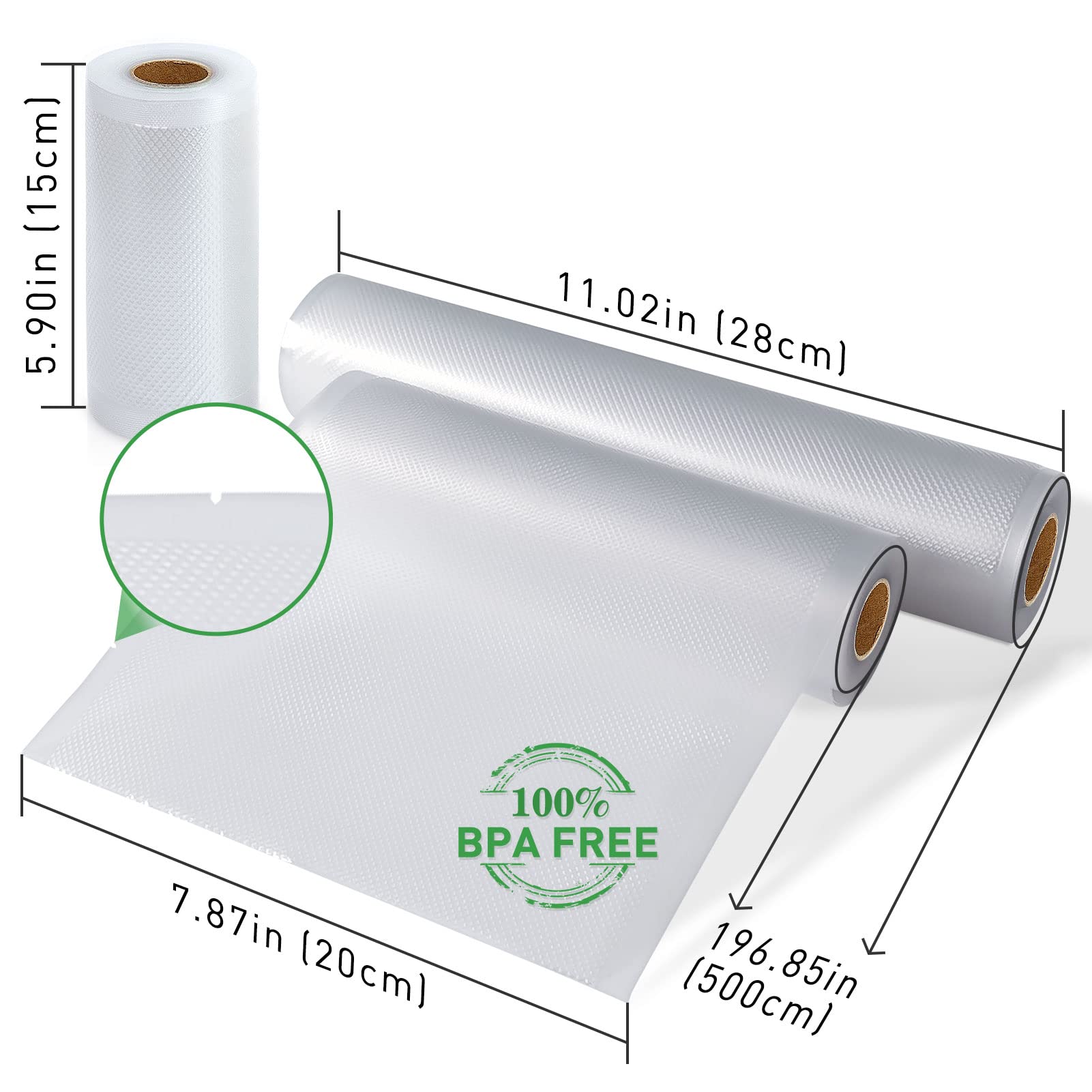 Food Vacuum Sealer Bag Rolls: KitchenBoss 6 Rolls Food Saver Bags,6 8 11 inch Sous Vide Bags Rolls with BPA Free, Commercial Grade Vac seal Bags for All Vacuum Sealer