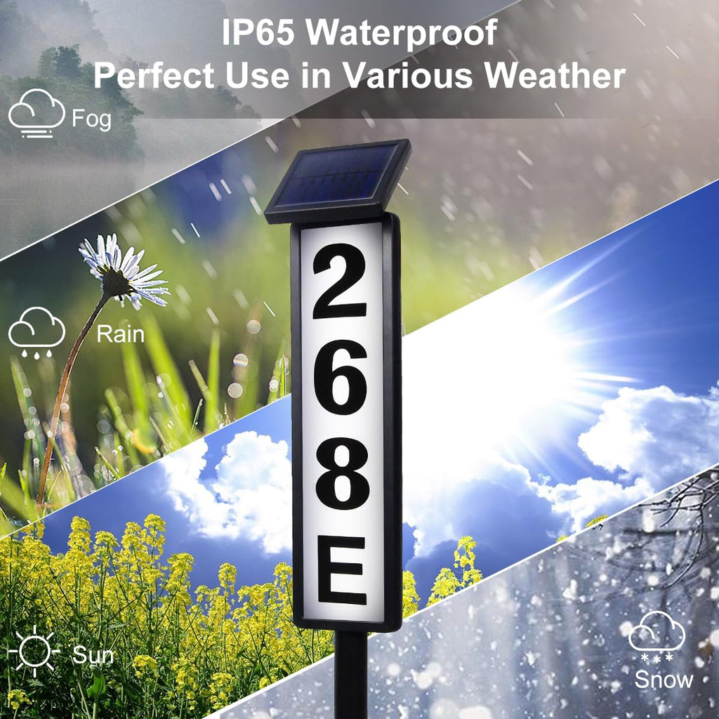Solar Address Sign Lighted Solar House Numbers for Outside Address Plaques for House Address Sign Numbers for Address, Yard, Garden, Driveway, Outdoor