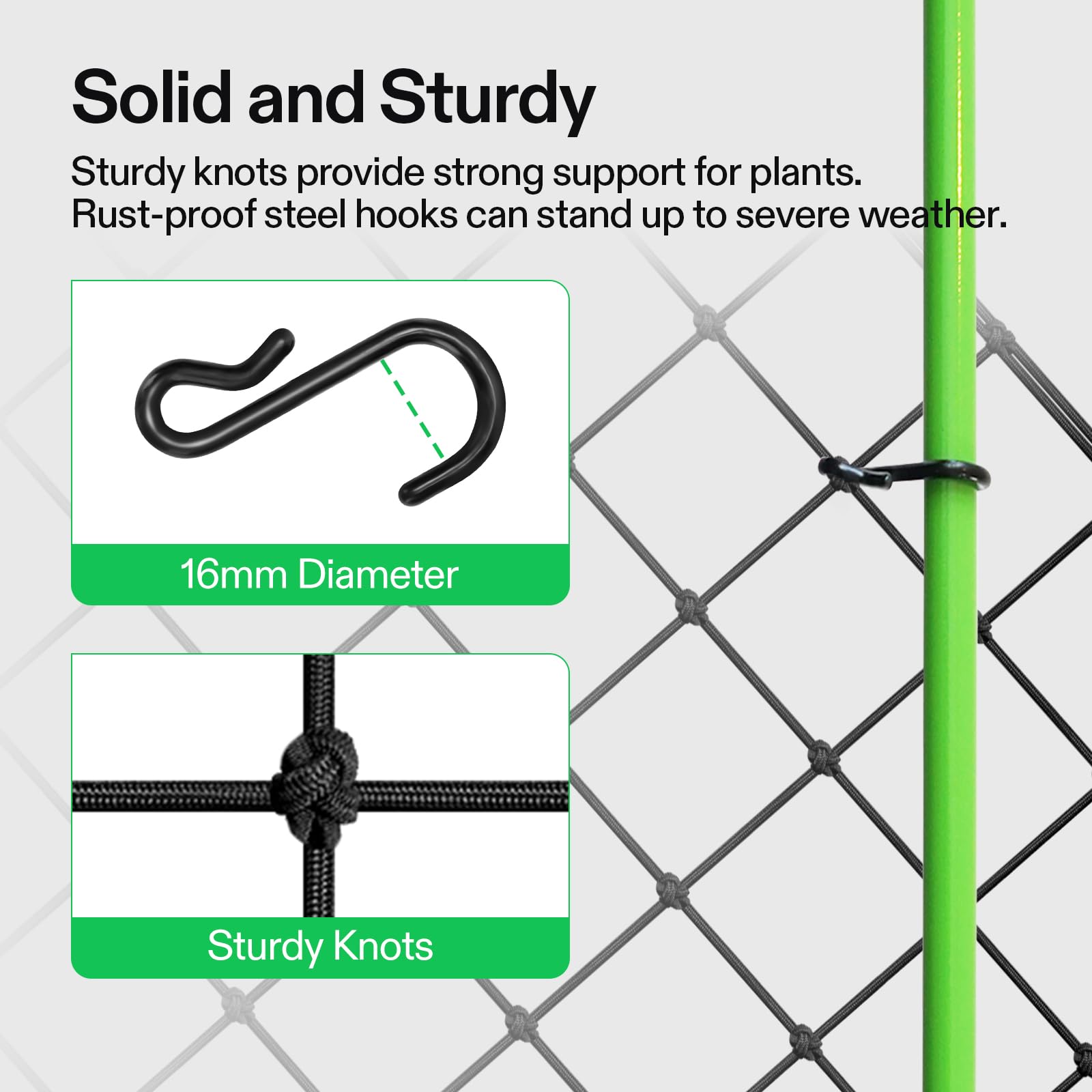 VIVOSUN 4 x 4Ft. Elastic Trellis Netting with 4 Hooks for Climbing Plants, Vegetables, Fruits, and Flowers, 1-Pack