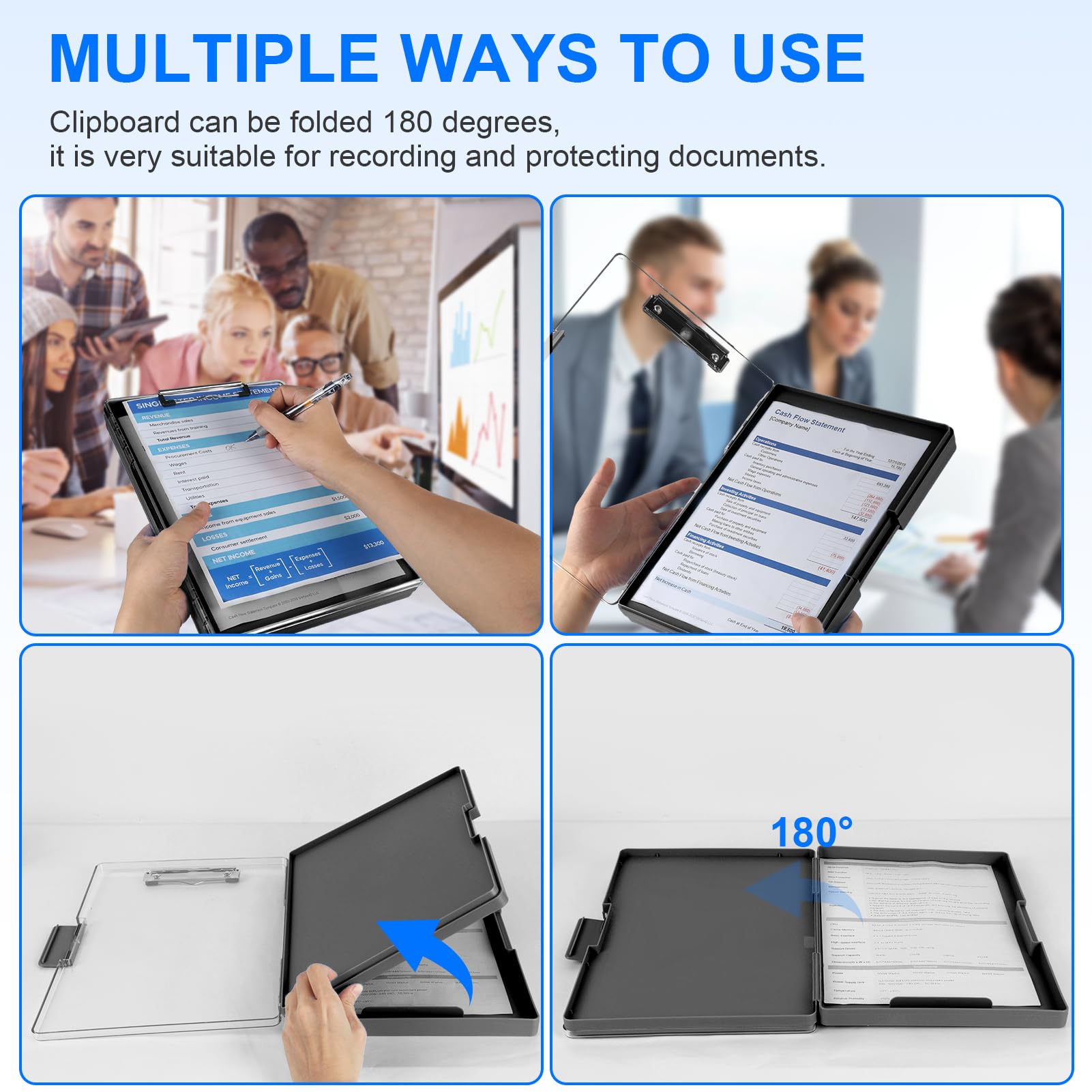 Clipboard with Storage, Heavy Duty Clip Boards 8.5x11 with 2 Storage Case, Clear Visible Top Panel Storage Clipboards, Smooth Writing for Work, Office Supplies, School Supplies