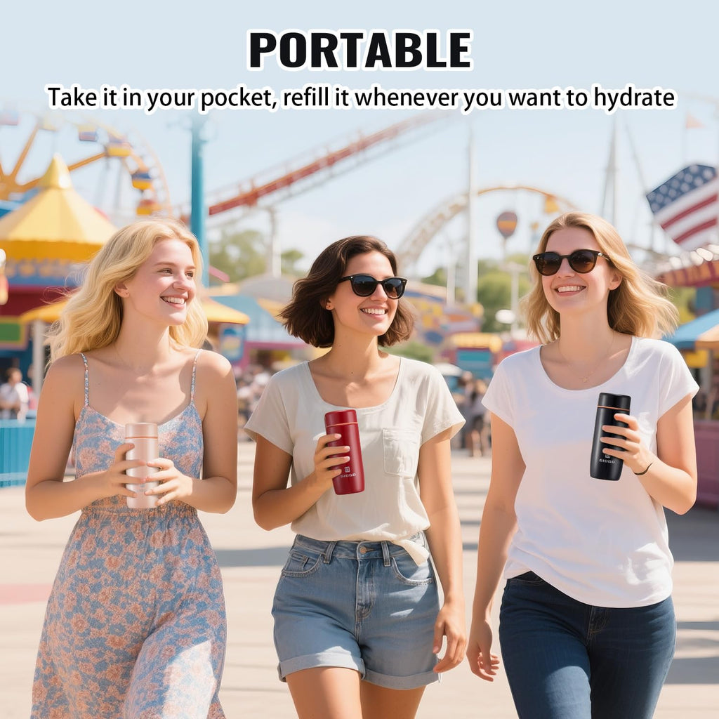 Small Stainless Steel Water Bottles Small Thermo Bottle 200ml/6.8oz mini Thermo Flask Vacuum Insulated Thermal Water Bottle Thermo for Hot and Cold Drinks Water Coffee Perfect for Purse (Black)