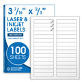 3 7/16" X 2/3" Matte White File Folder Labels Compatible with Inkjet and Laser Printers - 100 Sheets, 3000 Printable Paper Stickers for Return Addresses and Mailing - Spartan Industrial Template R012