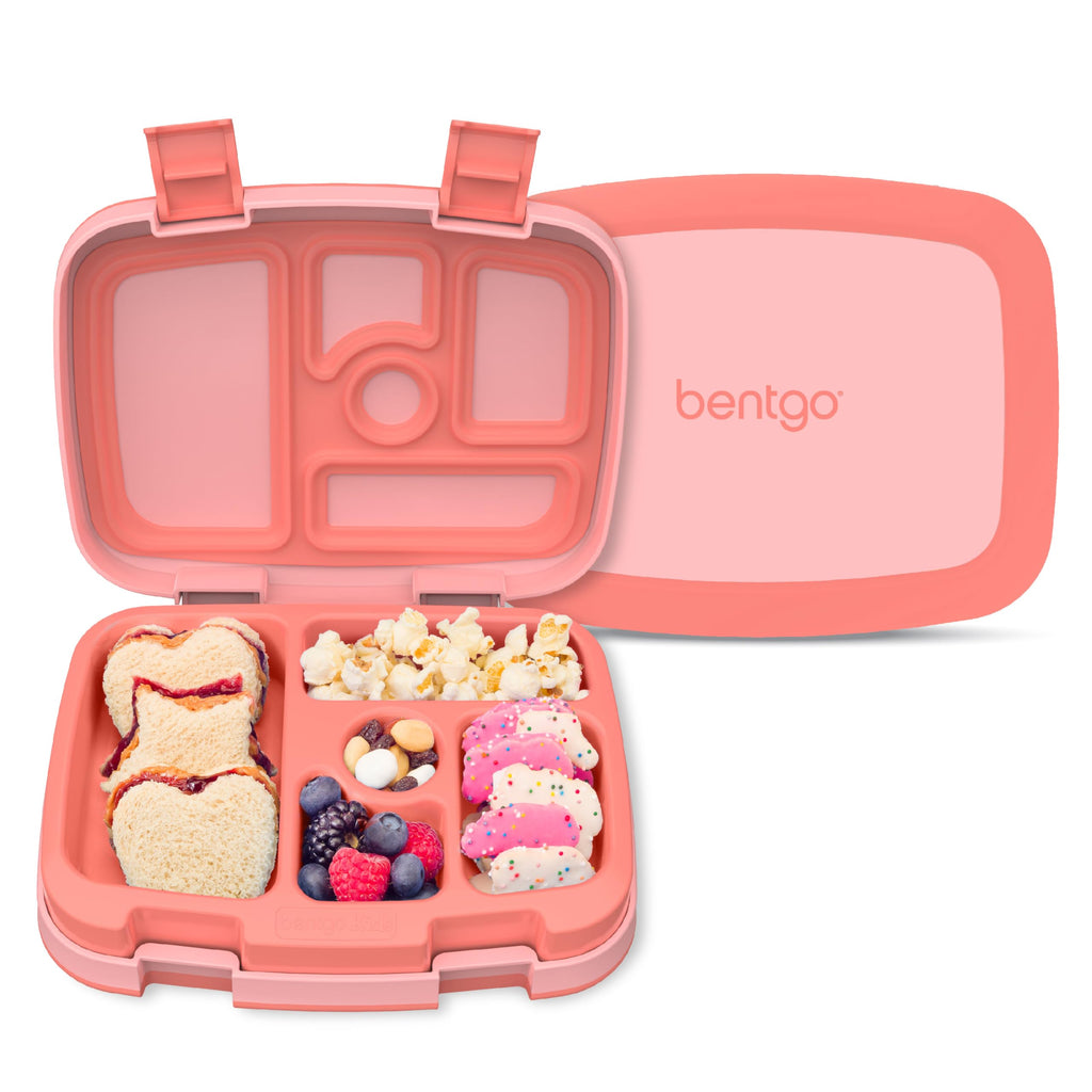 Bentgo® Kids Bento-Style 5-Compartment Lunch Box - Ideal Portion Sizes for Ages 3 to 7 - Leak-Proof, Drop-Proof, Dishwasher Safe, BPA-Free, & Made with Food-Safe Materials (Coral)