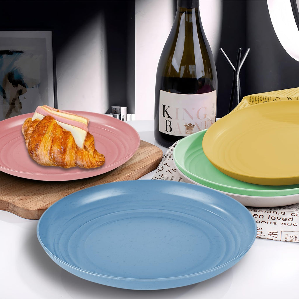 Wheat Straw Plates, 10 Pack 9 Inch Unbreakable Dinner Plates, Dishwasher Microwave Safe Reusable Plates for Camping, Party