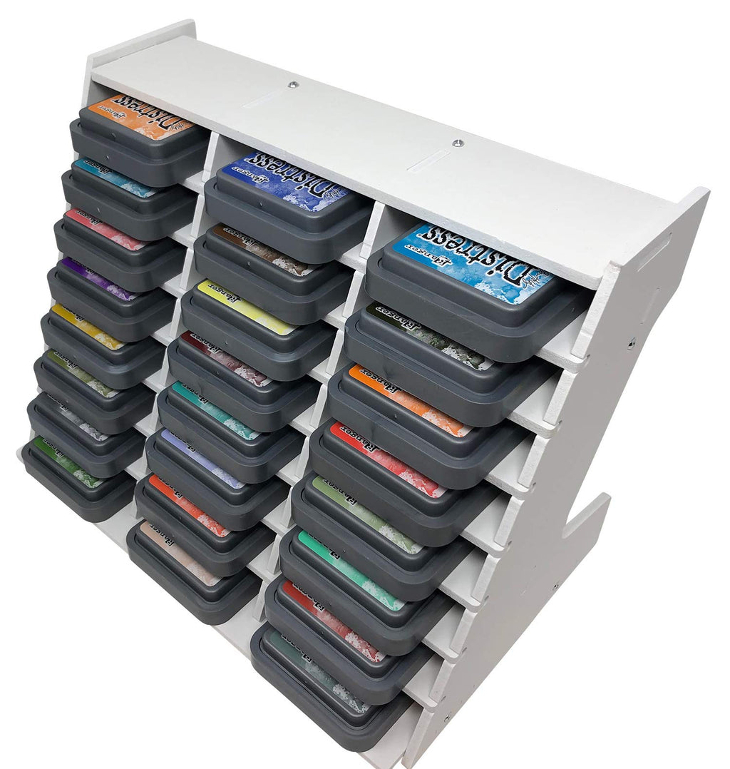 Pixiss Ink Pad Storage Holder and Stamp Pad Storage for Distress Oxide Ink and Others Sits Horizontal or Vertical - Stores 24 Ink Pads Craft Storage Organizer