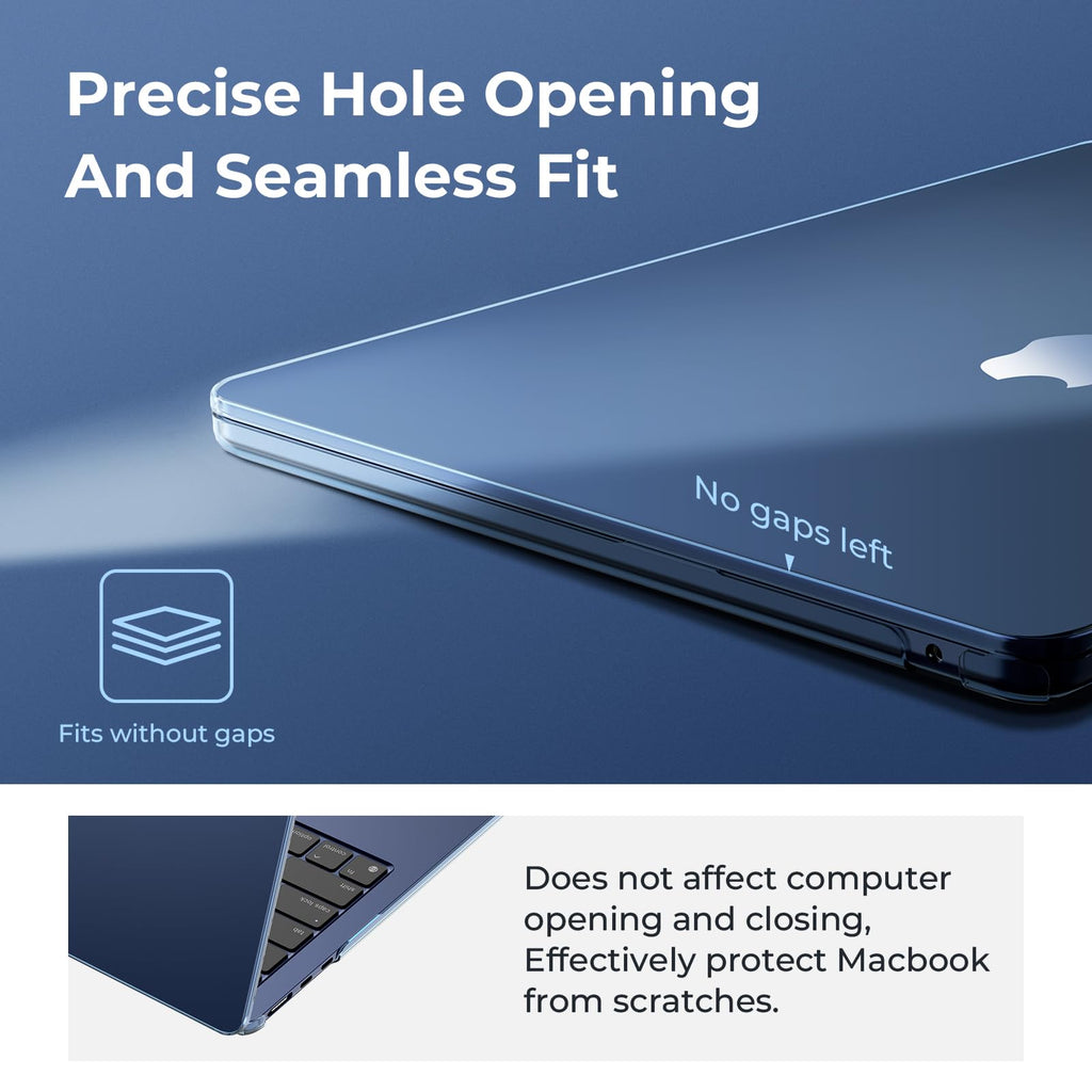 EooCoo Case Compatible with MacBook Air 13 inch Case for 2026-2022 M5 M4 M3 M2 Chip Model A3449 A3240 A3113 A2681, Protective Hard Cover Shell for MacBook Air 13.6 inch Laptop - Crystal Midnight