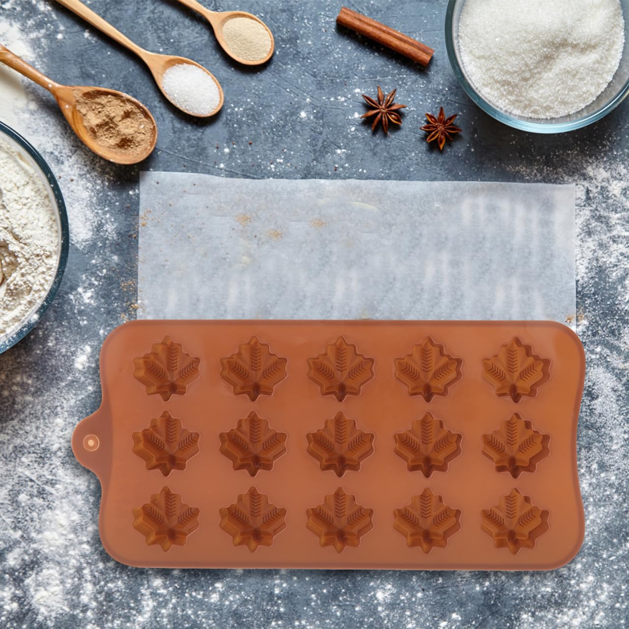 DECHOUS 4 Pack Maple Leaf Candy Mold: Silicone Maple Syrup Candy Molds Tray for Chocolate Gummies Candies Fondant Home Party