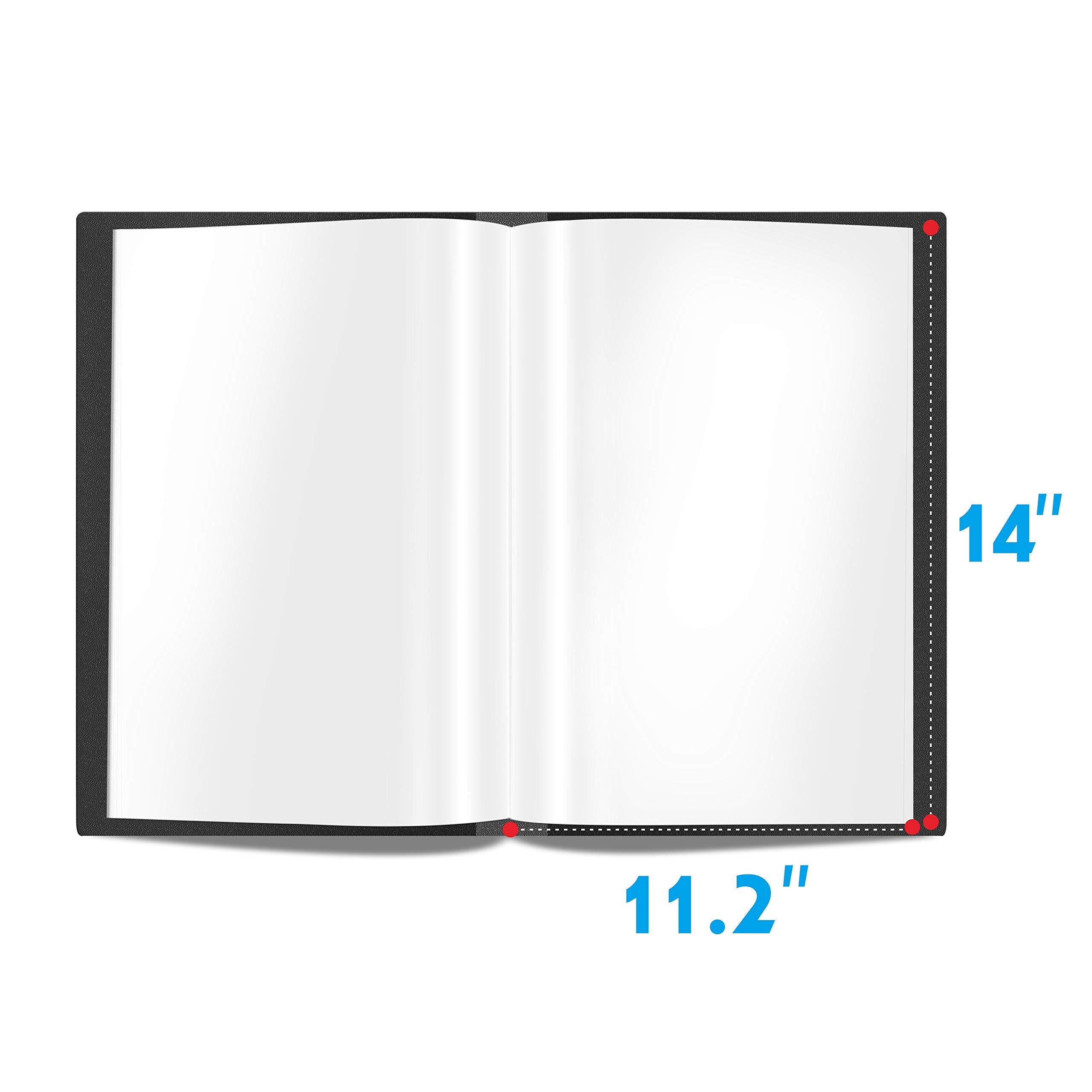 Presentation Book 40 Clear Pockets Sleeves Protectors Art Portfolio Clear Book for Artwork, Report Sheet, Letter(Can Accommodate 14 X 11inch)