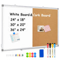 AMUSIGHT Double-Sided Combination Magnetic White Board & Cork Board, 24" x 18" Dry Erase Board & Cork Board Combo for Wall, Hanging Whiteboard for Planning, Kitchen, Memo, School, Home, Office