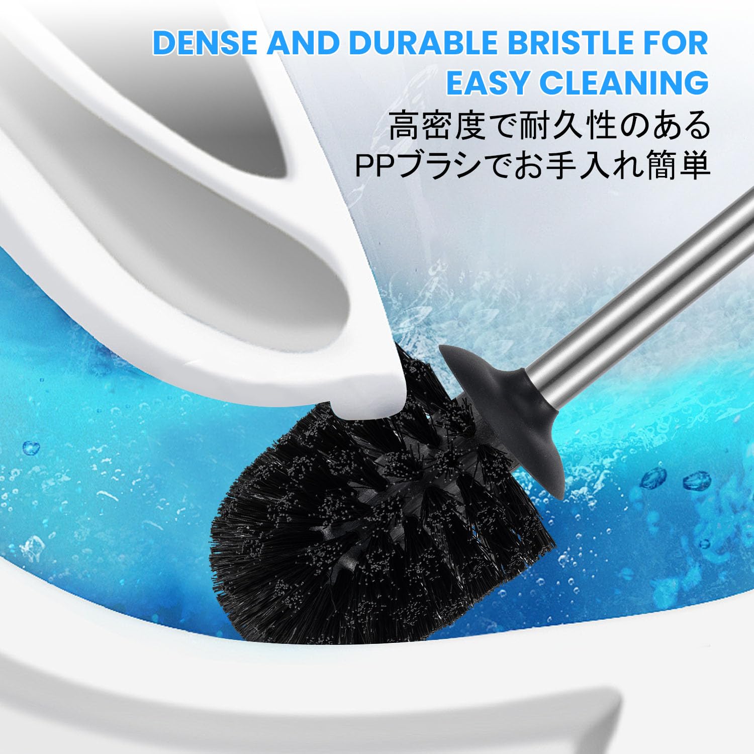 Smartbin Stainless Steel Toilet Brush and Holder Toilet Brush and Cases Bathroom Bowl Cleaning Brush Double Layer Holder Long Brush Handle High Density Bristles Silver