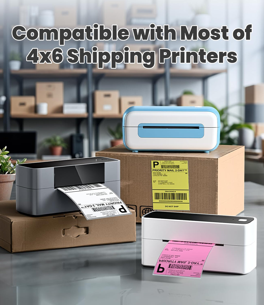 4x6 Thermal Shipping Labels for Thermal Printers - 500 Thermal Labels, Commercial Grade, Compatible with Multiple Shipping Label Printer, Ideal for E - Commerce & Logistics Business, White