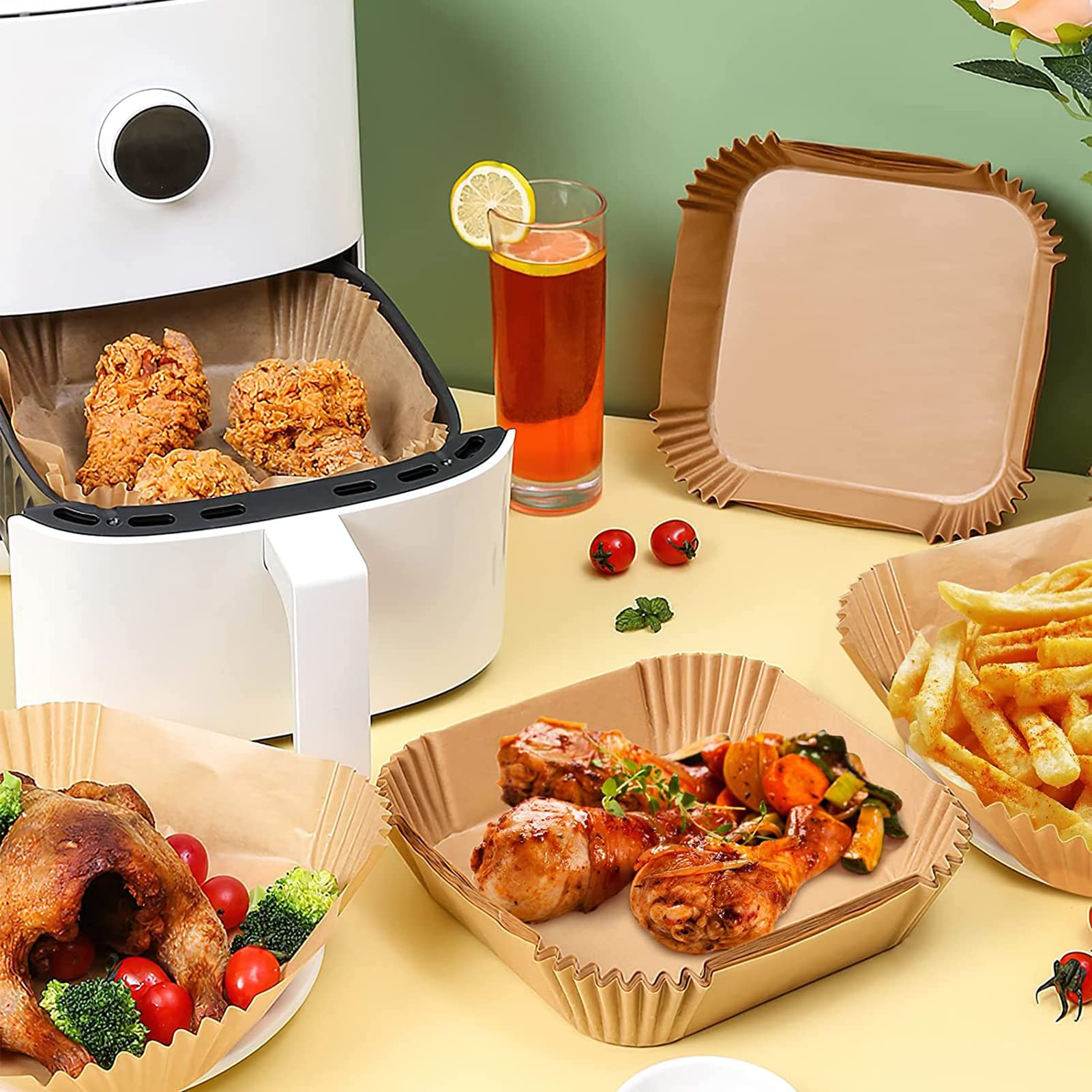 Air Fryer Liners 4qt for Philips 2000 Series, Airfryer Liners Disposable Parchment Paper for Air Fryer, 150PCS Air Fryer Parchment Paper Liners for 4qt Basket