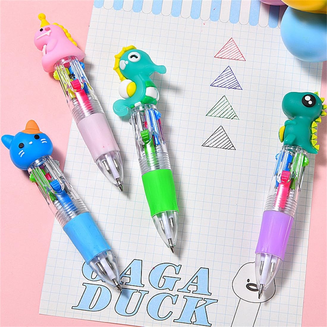 Arthink 4-in-1 Multicolor Ballpoint Pens | 60 Pack Bulk with Assorted Animal Designs, for School, Office & Home Writing Supplies