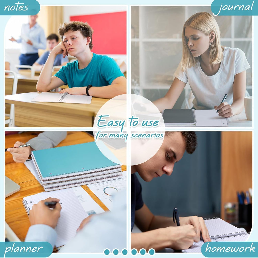 Aesthetic Spiral Notebook 3 Pack - 1-Subject College Ruled Paper, 8" x 10-1/2", 70 Sheets per Notebook, Hardcover 3 Hole Pastel Colors, Easy Tear Line Spiral Notebooks for Office School Home-Macaron