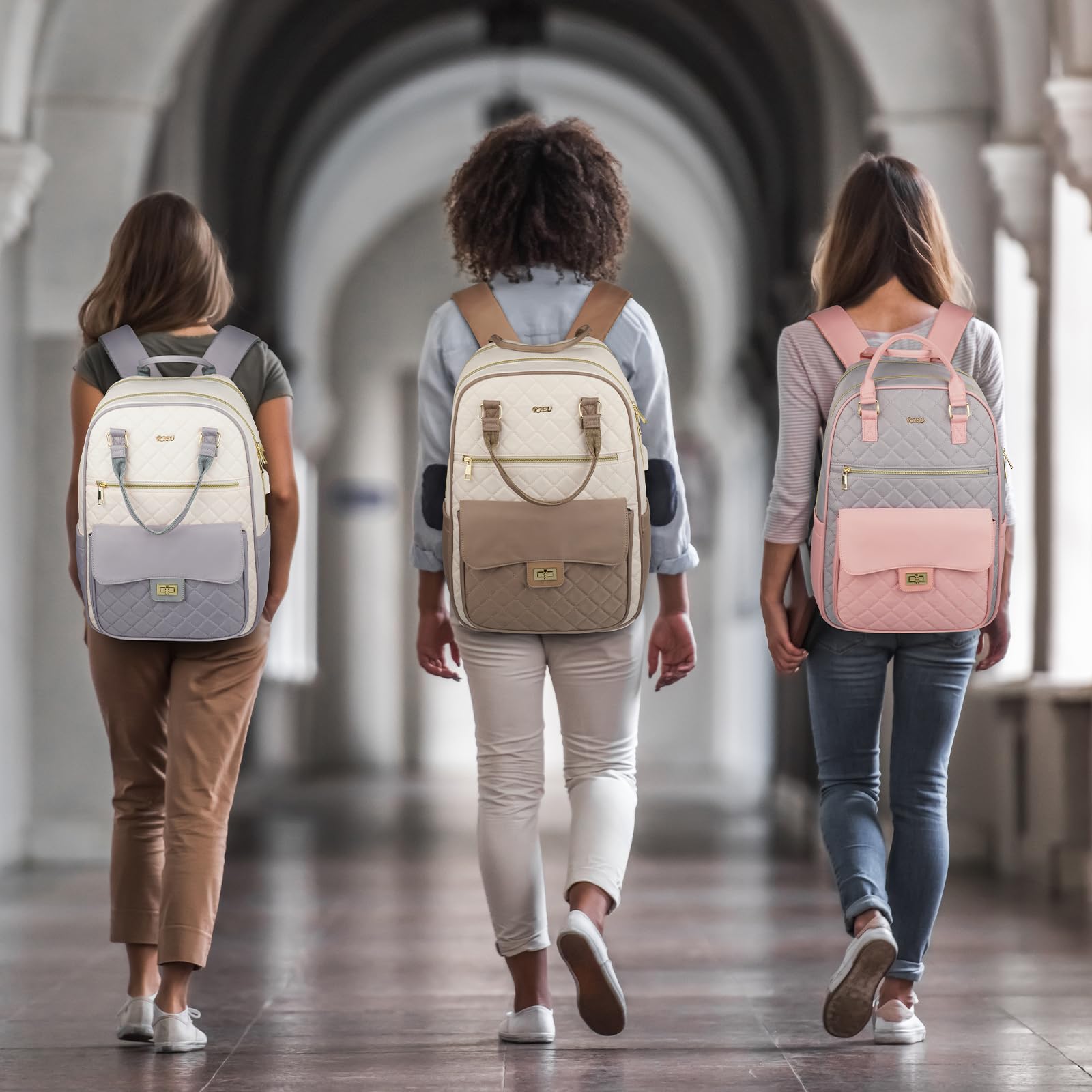 Backpack for Women,Laptop Bag for Travel Work College Teacher,School Backpack for Teen Girls Student,Sac a Dos Femme Voyage,Ladies Gifts,KhakiBeige