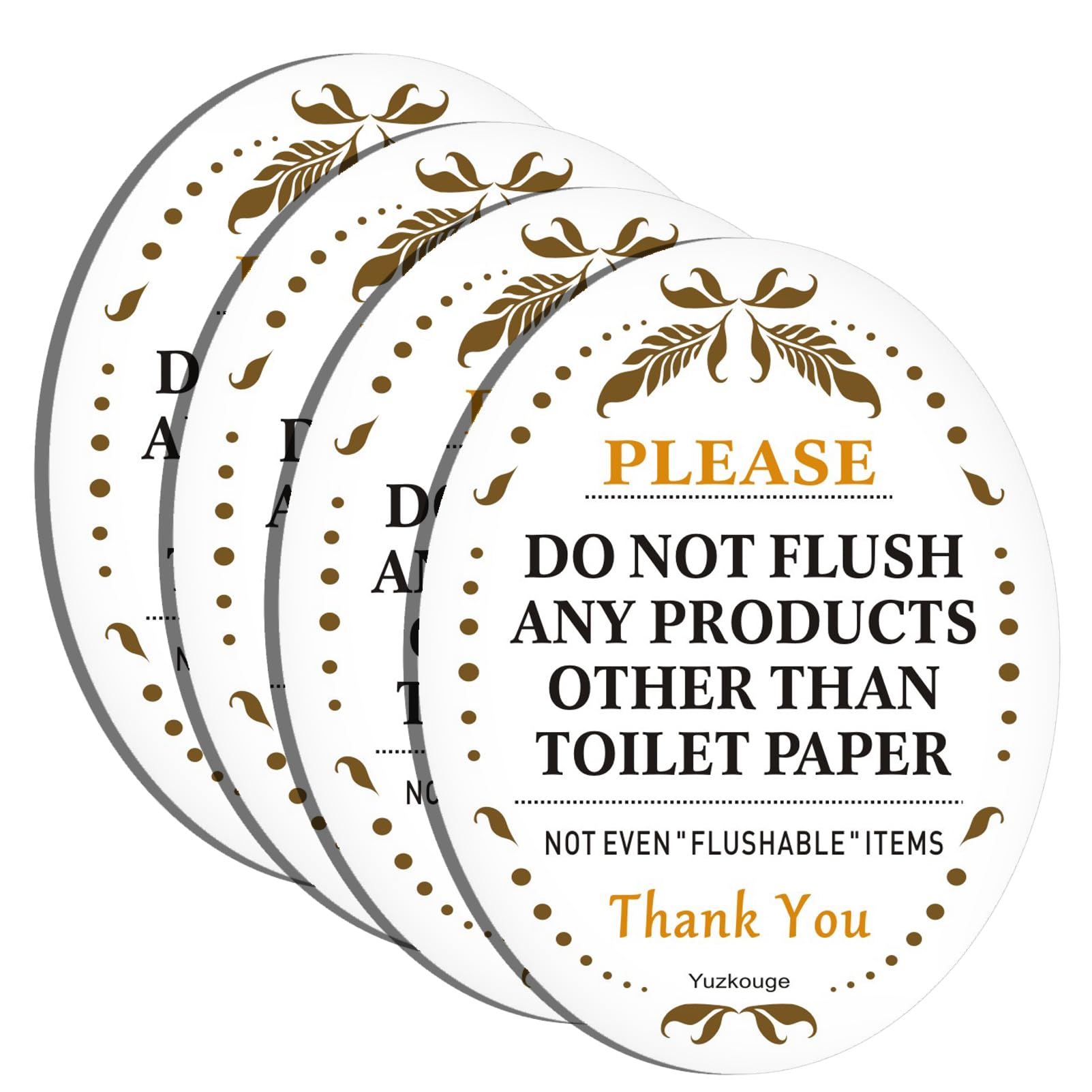 4 Pack Do Not Flush Sign, 5” x 4” Thick Acrylic Self-Adhesive Warning Sign for Bathroom, Easy to Install