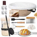 Sourdough Bread Starter Kit, Cotton Sourdough Kit Proofing Basket 10" Round, Banneton Bread Making Tools with Starter Jar,Dough Whisk,Bread Lame & Sling,Scraper and Brush Gifts for Bakers Women Mom