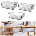 BEANPRECOY 3 Pcs Under Shelf Basket, Under Shelf Storage Basket, Dormitory & Office Desk Kitchen Storage Rack Multifunctional Hanging Basket for Kitchen, Bedroom, Closet, Pantry (Black)