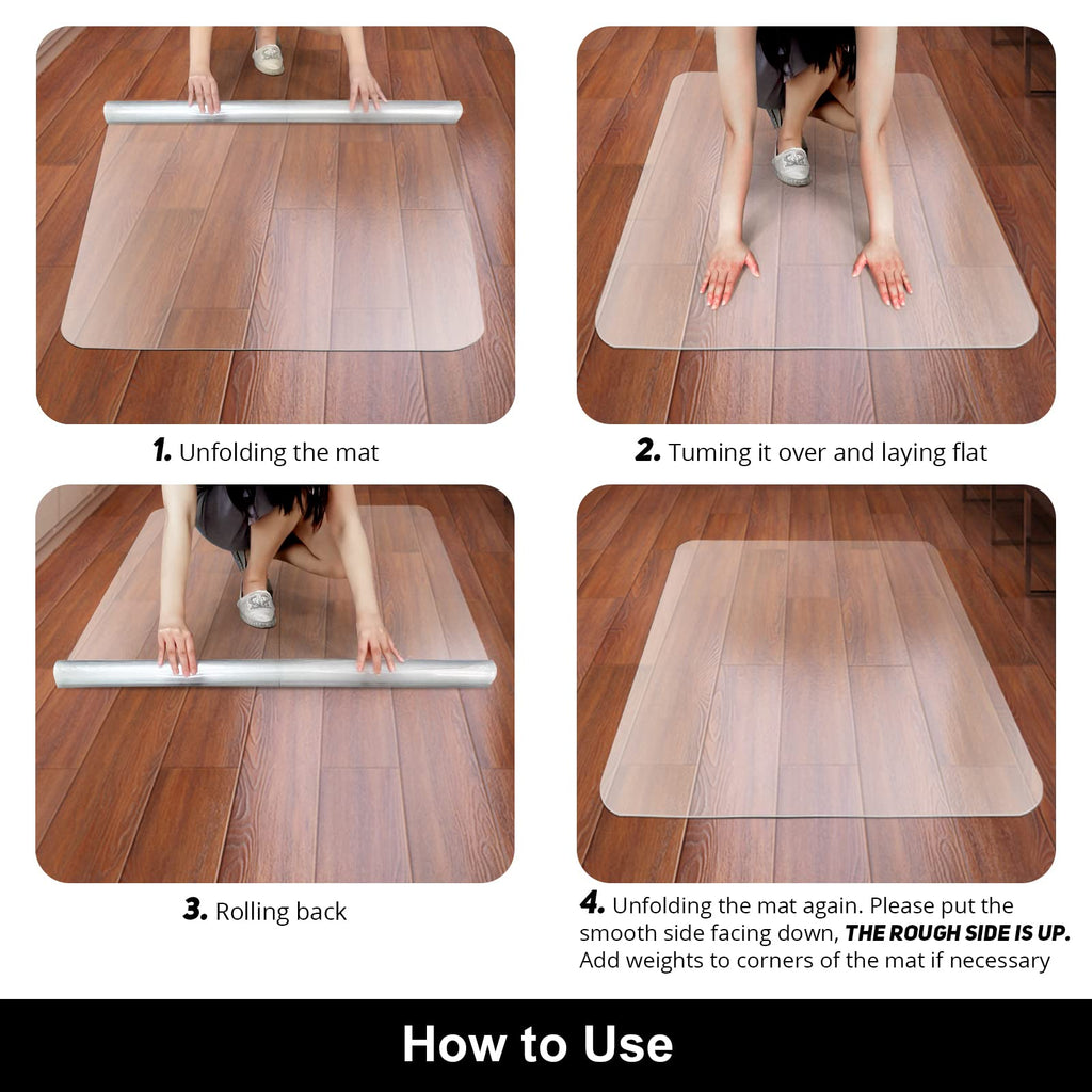 Kuyal Office Chair Mat for Hardwood Floor, 36'' x 48'' Rectangle Transparent Desk Thick Durable Chair Mat for Rolling Chairs, Easy Glide, Floor-Protector