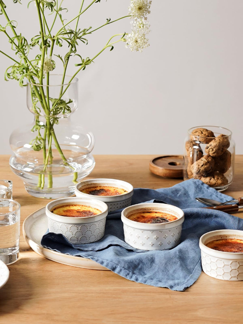 LE TAUCI Ramekins 4 oz, Ramiken for Creme Brulee, Lava Cake,Pudding, Souffle, Small Sauce Bowl,Ceramic Baking Dishes- 3.8 inch, Set of 4, Arctic White