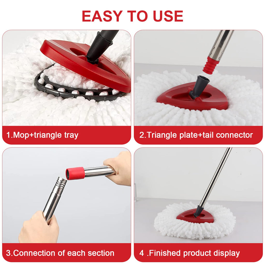 Easywring Spin Mop Refills for Vileda: Replacement Mop Head Fit for Vileda Triangle Wringing Bucket System - Washable & Reusable Rotating Microfiber Pads fit All Floor
