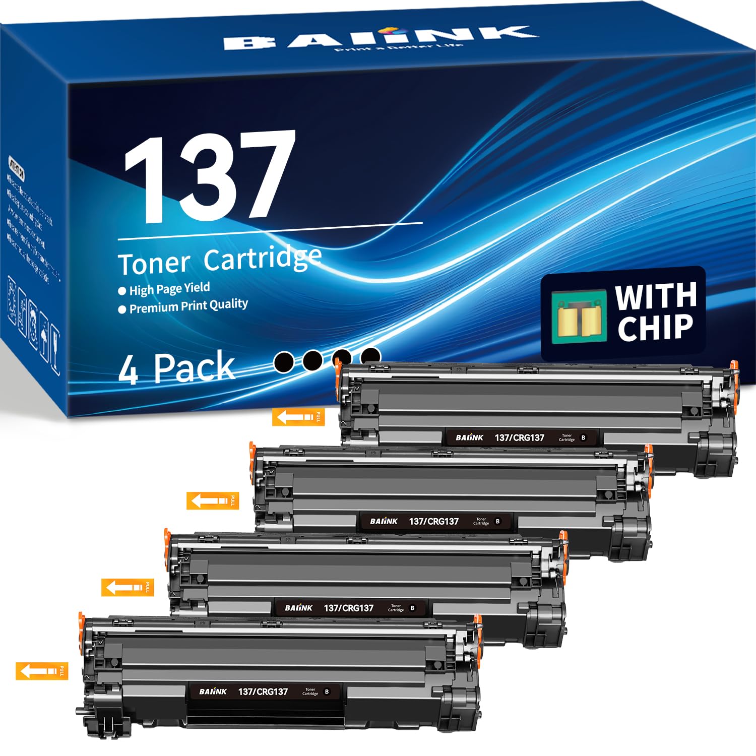 BAIINK Compatible Toner Cartridge Replacement for Canon 137 Black Toner Cartridge CRG137 Compatible for ImageClass D570 MF232w MF242dw MF220 MF236n MF240 MF216n MF244dw MF212w MF232w (Black, 4-Pack)