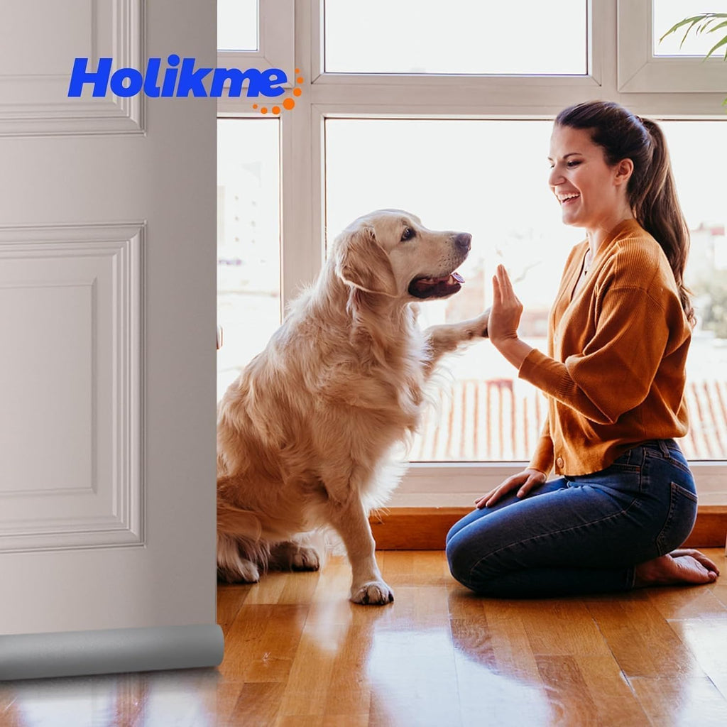 Holikme Door Draft Stopper Weather Stripping Window Breeze Blocker Adjustable Door Sweeps, Gray