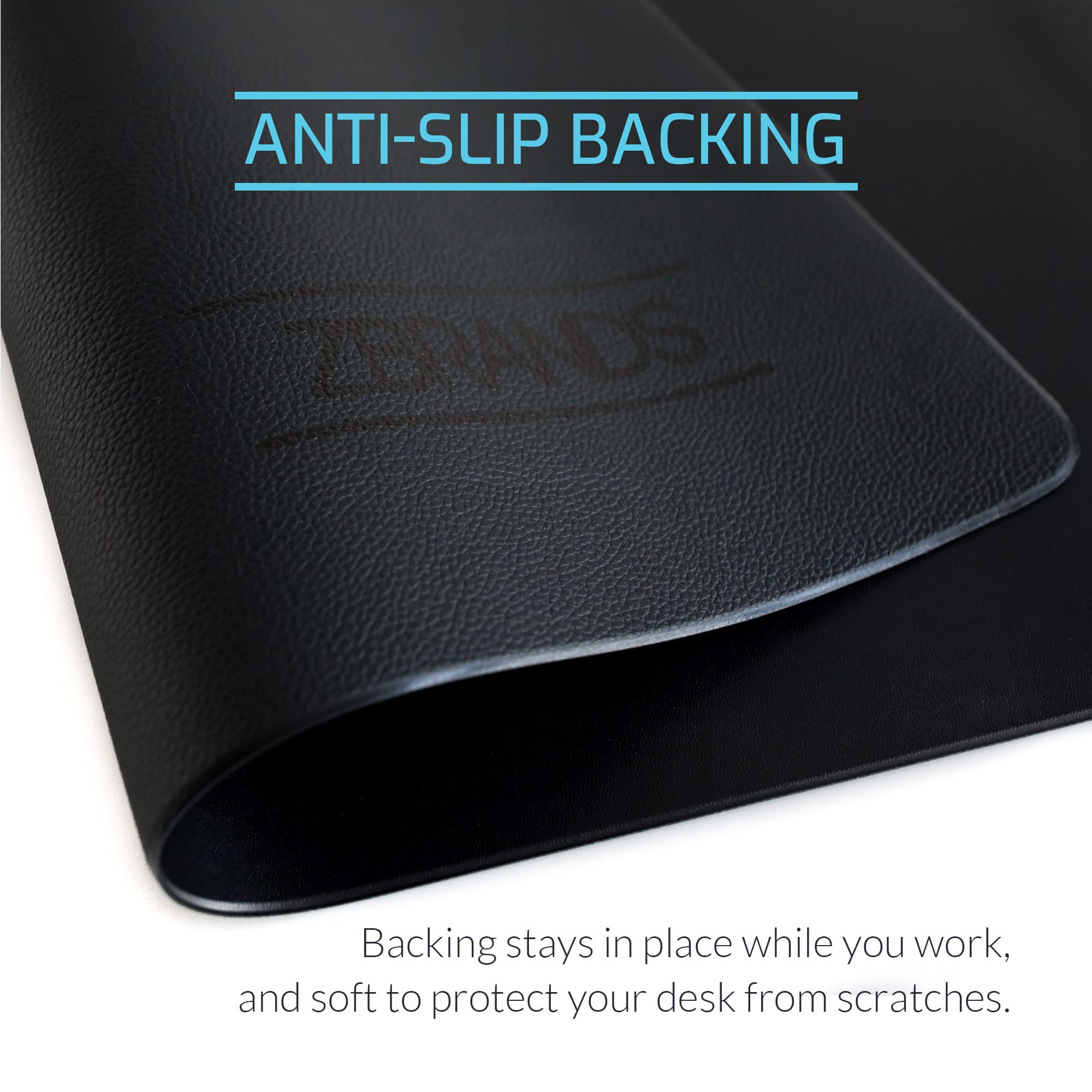 ZBRANDS // Leather Smooth Desk Mat Pad Blotter Protector, Extended Non-Slip Rectangular, Laptop Keyboard Mouse Pad (Midnight Black, 36" x 20")