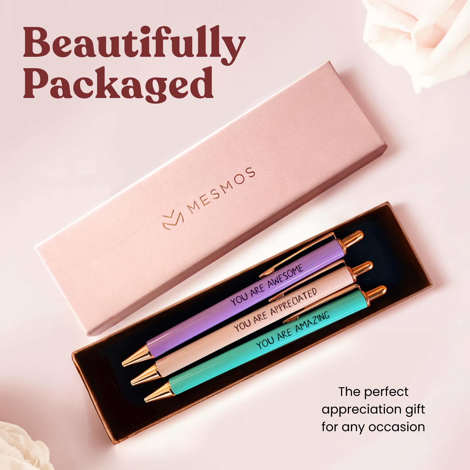 MESMOS Fancy Pens, Thank You Gifts for Women, Teacher Must Haves, Aesthetic Back to School Supplies for Teen Girls, School Stuff, Cute Pens, Coworker Employee Teacher Appreciation Gifts for Women
