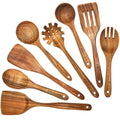 Wooden Spoons for Cooking,Natural Teak Wooden Kitchen Utensils Set (8 PCS)