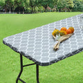 Alynsehom Rectangular Elastic Table Cloth Fitted Vinyl Tablecloth with Flannel Backing Waterproof Wipeable Moroccan Table Cover for Indoor Outdoor Picnic Camping(6 FT)