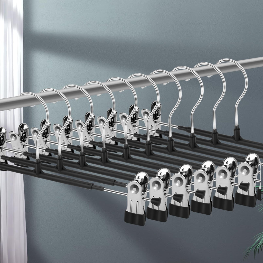 Lamitocs 20 Pack Heavy-Duty Pant Hangers with Clips, Space Saving, Anti-Slip, Black