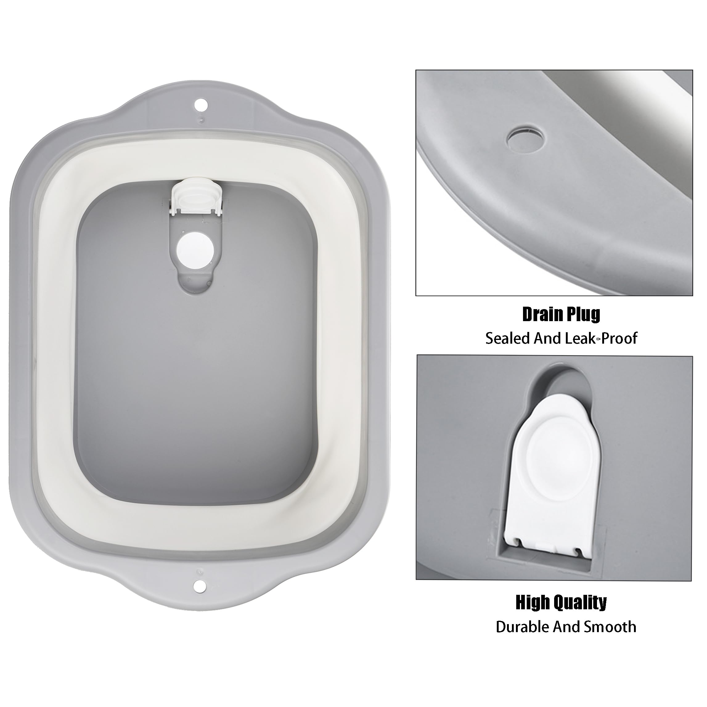 Nicunom 2 Pack Collapsible Wash Basin with Drain Plug, 11L Large Collapsible Dish Tub Portable Sink Dish Basin Foldable Dishpan Space Saving for Kitchen, RV, Camping Dish Washing Tub