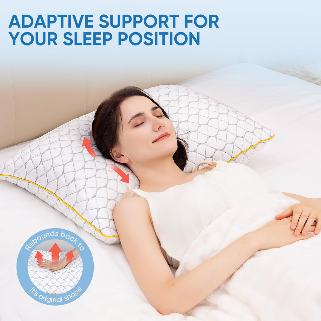 Cooling Shredded Memory Foam Pillows King Size 2 Pack – Adjustable Bed Pillows for Sleeping, Breathable Cooling Supportive Pillow for Side Back & Stomach Sleepers, with Washable Cover