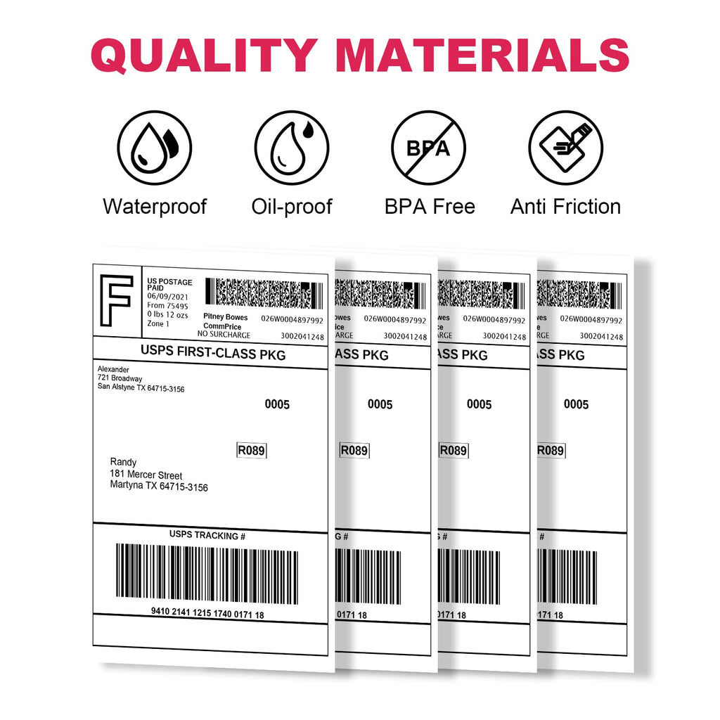 Muotich 4x6 Shipping Labels, 4 Rolls 880 Labels, Thermal Postage Labels for All Thermal Label Printers, Compatible with Dymo LabelWriter 4XL 1744907, 1755120, Permanent Adhesive, BPA Free