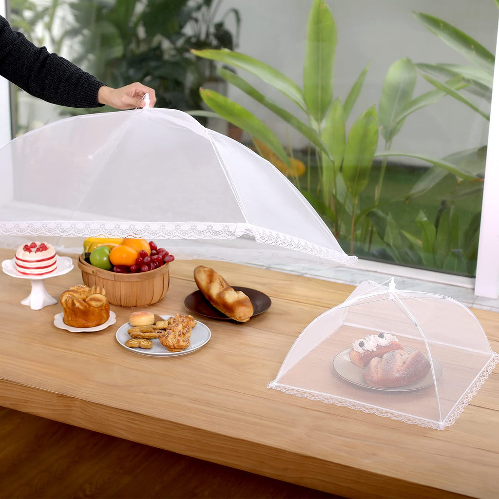 HOMKULA Food Covers for Outside - 2 Extra Large (40 x 24 in) & 6 Large (17 x 17 in) Mesh Food Covers for Outdoors, Food Tent Food Cover for Picnic Party Supplies, Pop-Up and Collapsible, 8 Pack